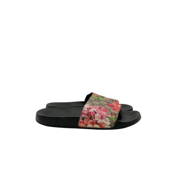 Gucci Gg 'Blooms' Black Rubber Supreme Slide Sandals Size 40 (10) - Picture 4 of 6